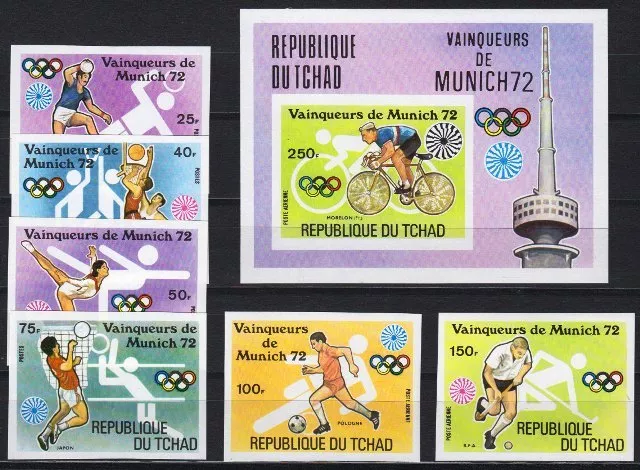 Ciad Ciad Michel 620-25 B, Bl. 54 B ** nuovo di zecca Olimpiadi Monaco 1972