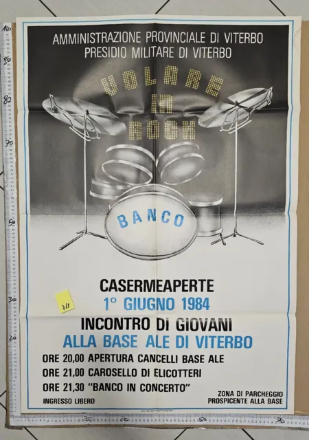 Manifesto Viterbo Banco Mutuo Soccorso  Caserme Aperte Rock Militari Concerto 84