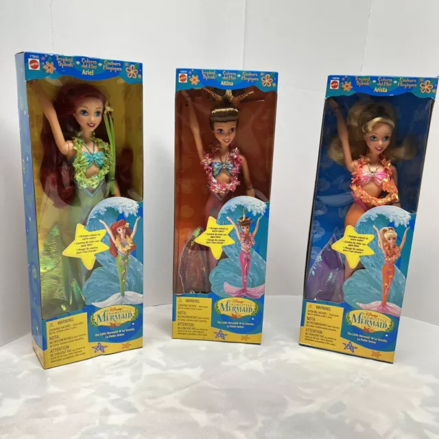 Tropical Splash Ariel Attina Arista Little Mermaid Disney Doll Lot 3