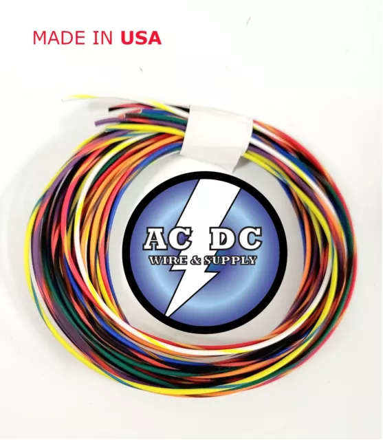 22 Awg Txl High Temp Automotive  Wire 8 Striped Colors 15 Ft Each Feet (C)