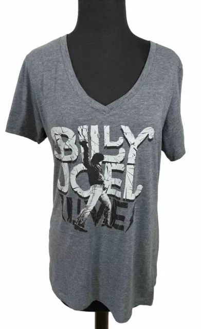 Billy Joel Live Womens Juniors XL Blue Gray V-Neck T-Shirt Official Merchandise