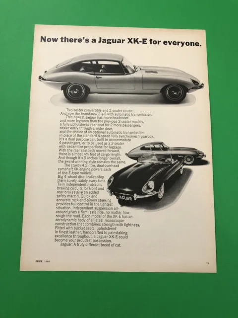 1966 Jaguar Xk-E Xk E Original Vintage Print Ad Advertisement Printed