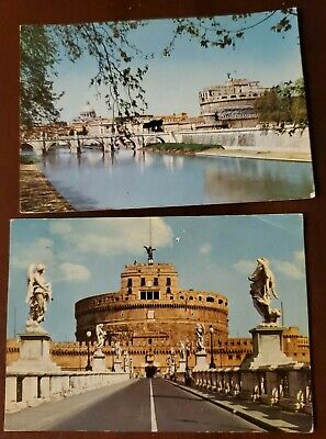 Castel St Angelo -  Rome 🇮🇹 Italy Vintage Postcard lot of 2 castle