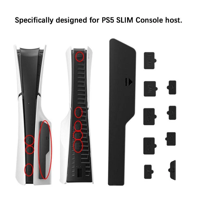 BLACK DUST PLUG For PS5 Slim Console Silicone Dust Protector Antidust