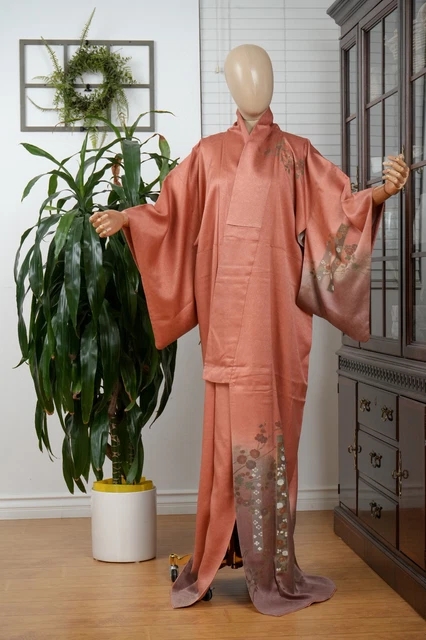 Dear Vanilla Japanese Silk Homongi Kimono Women's Authentic Japan Vintage Mint