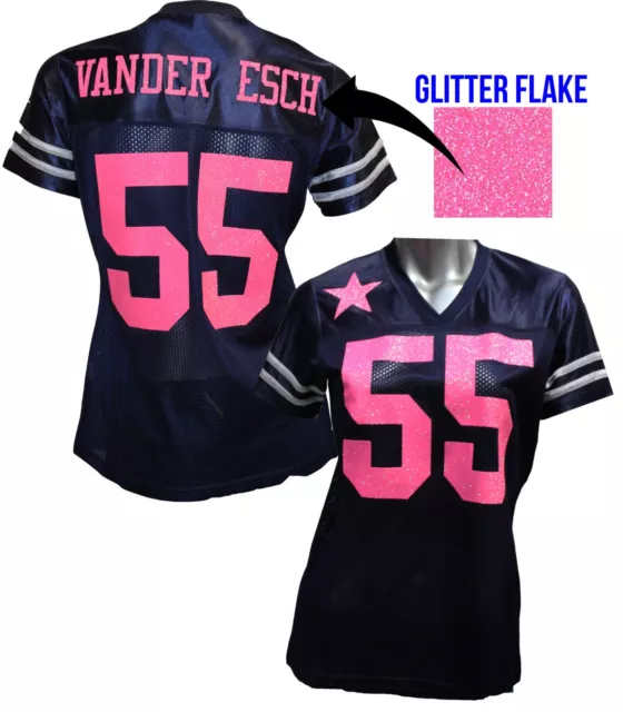 Custom Womens Blinged Football Navy/Pink Jersey, Leighton Vander Esch