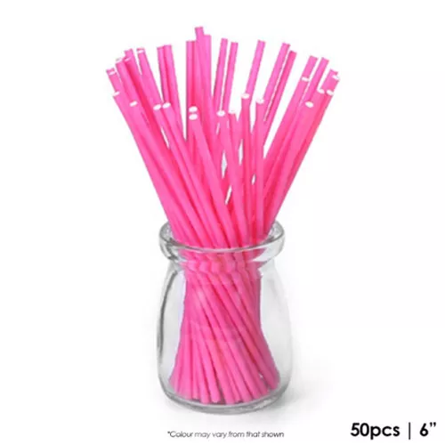 Coloured Lollipop Sticks 6 Inch - Pink
