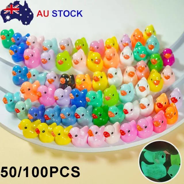 50/100X Mini Tiny Ducks Set Luminous Resin Ducks Christmas Birthday Party Decor