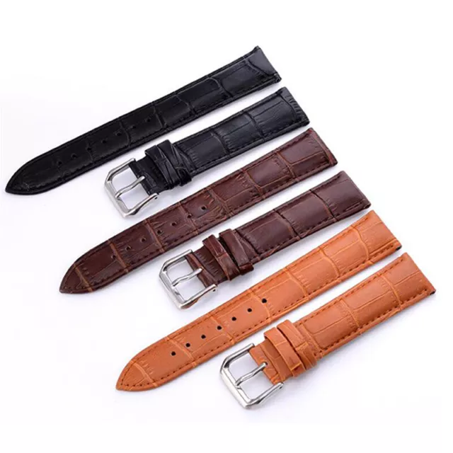 Universal Genuine Leather Wristwatch Band Watch Strap Buckle Replacement 12-22mm