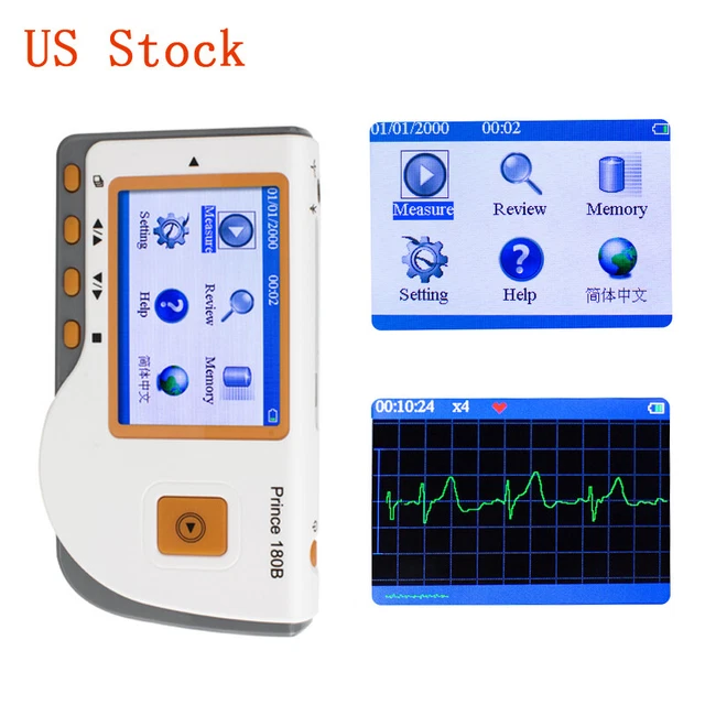 Medical Portable Prince 180B Handheld ECG EKG Monitor Electrocardiogram LCD