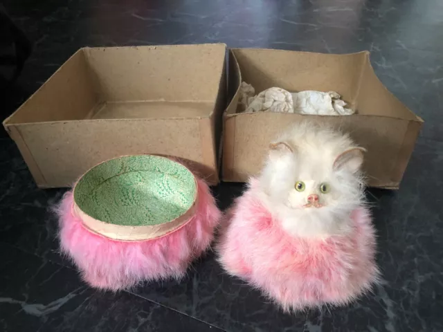 Rare Scarce C.1900-1920`S Cat/Kitten Easter Egg Sweet Container Mohair Steiff?