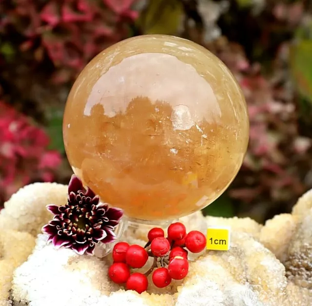 Huge Honey Calcite Polished Sphere - Natural Raw Mineral Healing 920g / 90mm