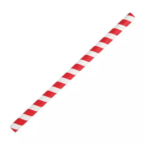 Fiesta Compostable Paper Smoothie Straws Red Stripes (Pack of 250) PAS-FB147