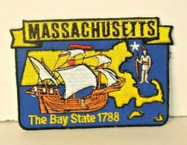 MASSACHUSETTS STATE MAP  Travel Souvenir  embroidered     patch  3&1/2 inch wide
