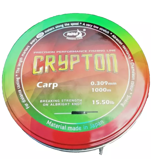 KATRAN CRYPTON CARP FISHING LINE 0,309mm, 15.50LB, 1000M $48.25