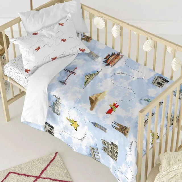 Housse de couette + taie d'oreiller 100% coton Le Petit Prince - Aventures