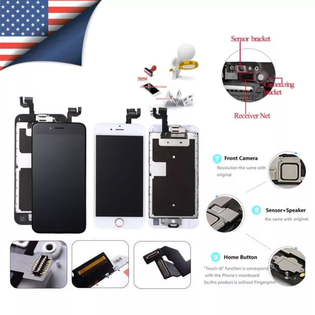 Complete Accembly LCD Digitizer Screen Set Replacement For iPhone 7 8 Plus X Lot