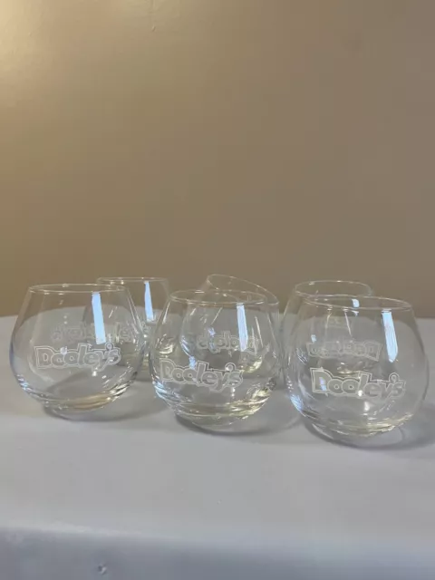 Vintage Set Of 6 Dooley's Toffee Tipper Wobble Liqueur Glasses