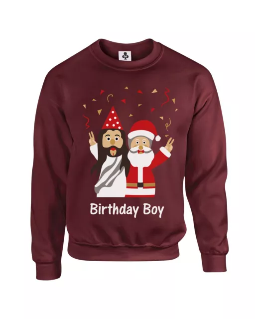 Santa Jesus Geburtstag Junge lustig Erwachsene Weihnachtspullover Weihnachten Sweatshirt (Neu)