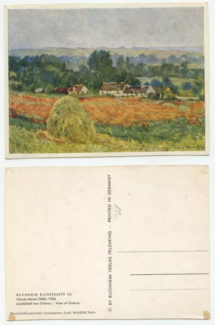 16698 - Claude Monet: Landscape of Giverny - old postcard, cropped