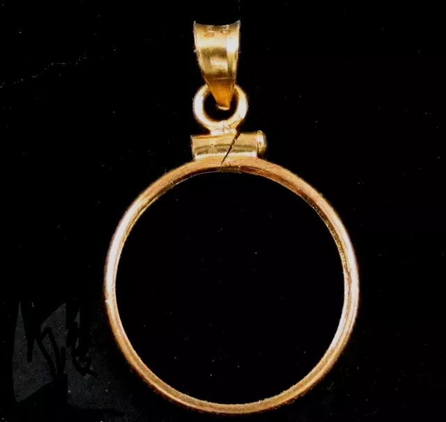 Coin Bezel Frame U. S. CENT Coin Edge 14K Gold Filled Mount Small Soldered Bail