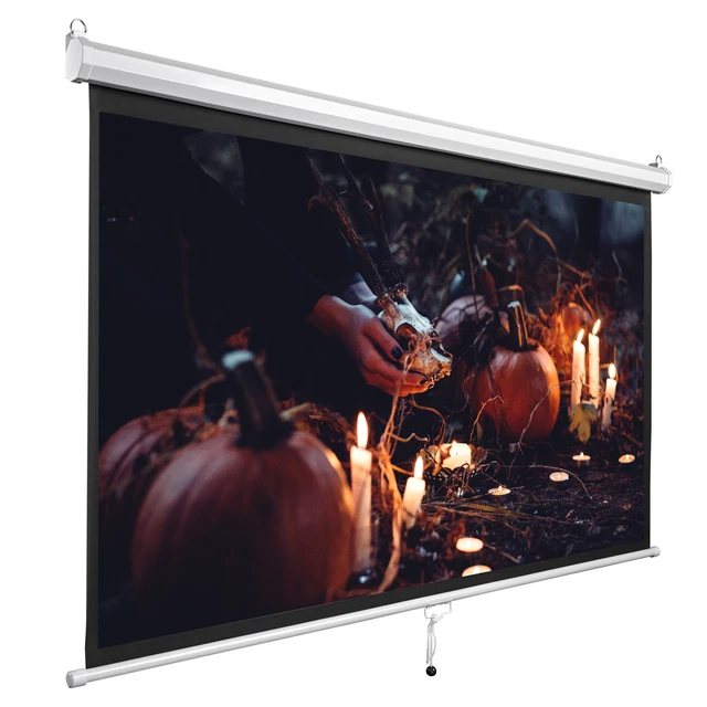 72" 16:9 Manual Projector Screen Pull Down Home Theater Movie Vedio Projection