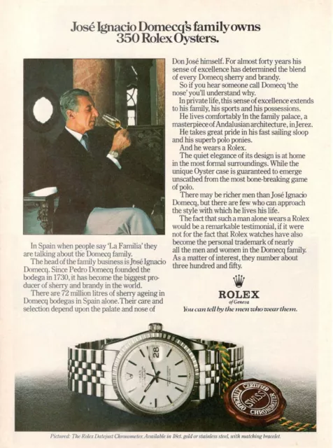 Rolex Watch Oyster Datejust 1975 Advertising' Vintage Jose' Ignatius Domecq