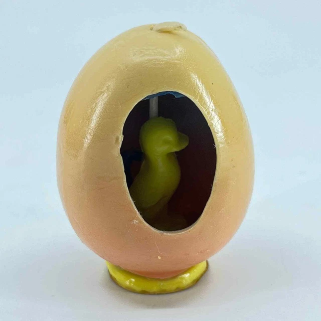 Vela novedosa Gurley década de 1950 PEEK-A-BOO HUEVO bebé pollo melocotón sombreado SC8