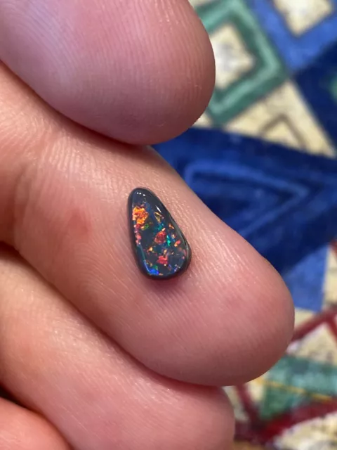 Rarest Red on Black Lightning Ridge Australian Gem Black Opal with Best Colors