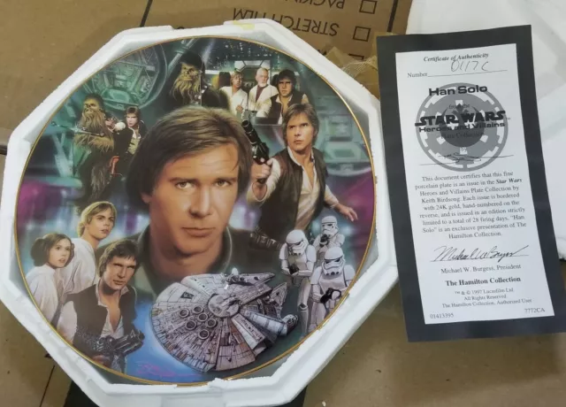 Star Wars Hamilton Plate Han Solo Heroes and Villians No Chips Or Cracks