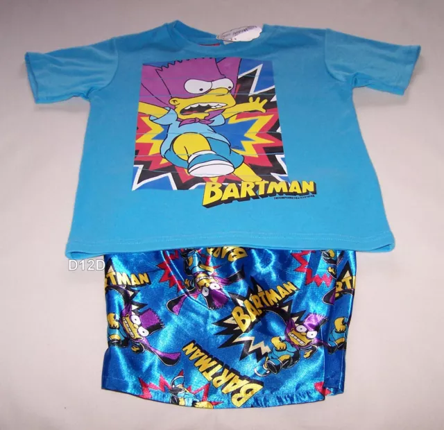 The Simpsons Bart Bartman Boys Blue Printed Pyjama Set Size 4 New