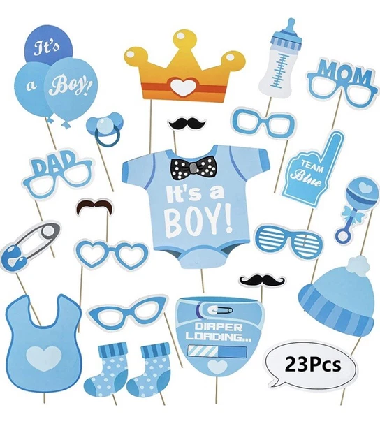 Babé Niño Azul Baby Shower/Género Revelación Fiesta Cabina de fotos Accesorios Decoración