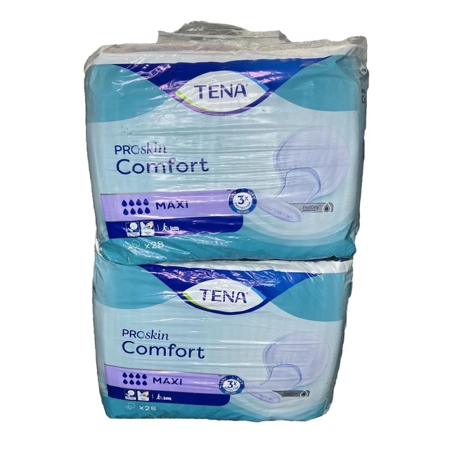 TENA COMFORT MAXI Large Shaped Incontinence Pads 2 x Packs Of 28 56