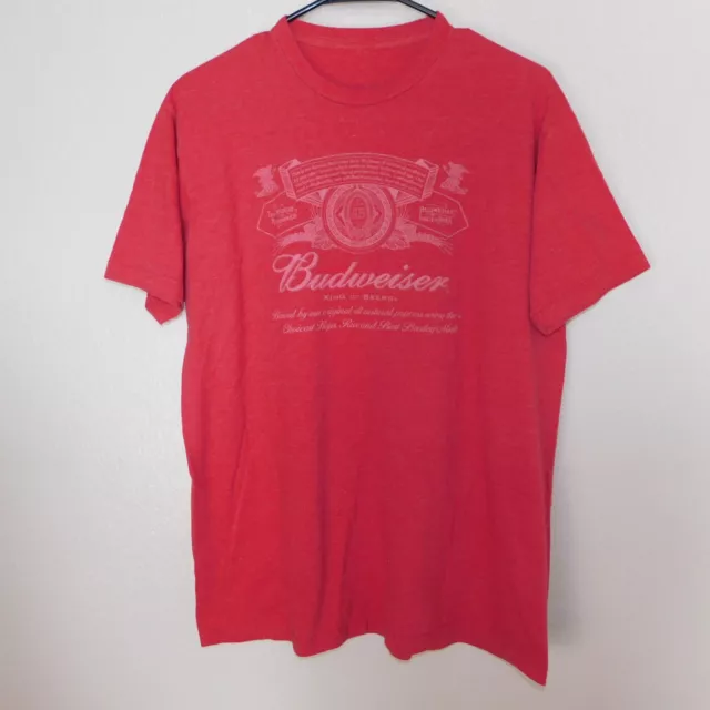 Budweiser Beer Tee Shirt Adult Size L Red Graphic Short Sleeve Casual Logo Faded