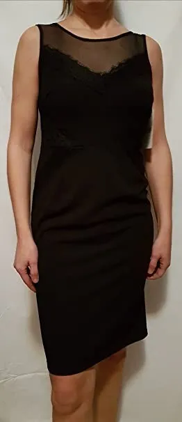 Vestito abito donna tubino colore nero elegante senza maniche tg. M e L