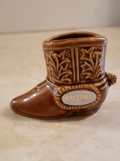 Vintage Arizona Ceramic Cowboy Boot Toothpick Holder Planter