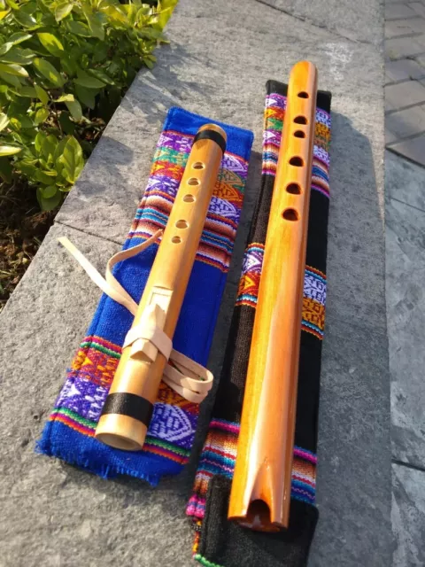2-Native American style  flutes pro- E & G flute pro-tuned w-embroidered bags(G)
