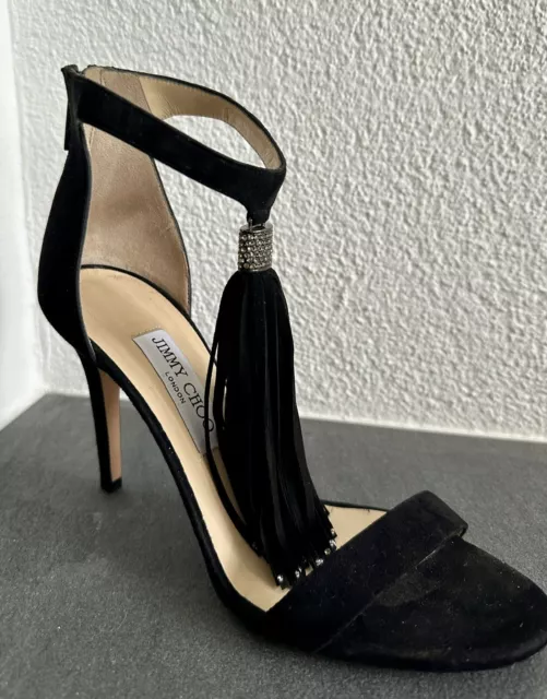 Jimmy Choo Viola High Heel Sandalen Gr 39 schwarz Veloursleder