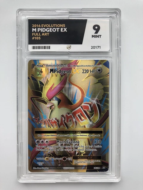 M Pidgeot EX Ace Grading Mint 9 Standard Label Full Art Pokemon Evolutions