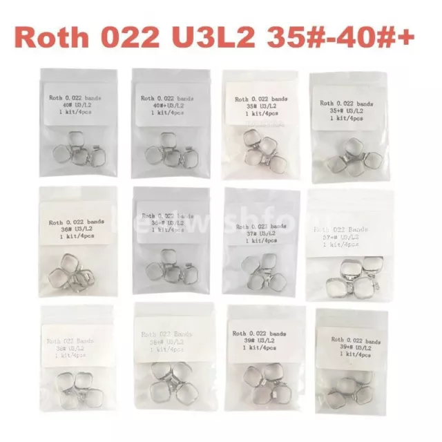 10x Dental Ortho 1st Molar Roth 022 U3/L2 Bands Prewelded Buccal Tube 29#-43+#