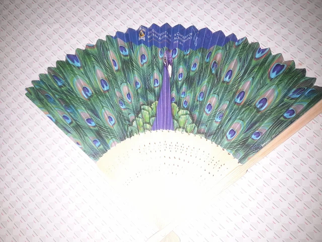 Vintage Peacock Hand Held Fan University Of W.a