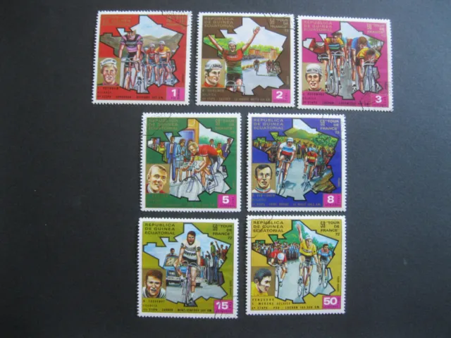 Briefmarken Guinea Afrika Radsport 1972 TOUR DE FRANCE 7 Werte gestempelt