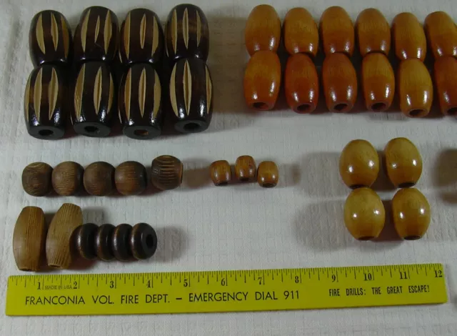 Brown Wooden Macrame Beads 1.5" Oval Various Sizes 40cnt LOT Plant Hanger 6