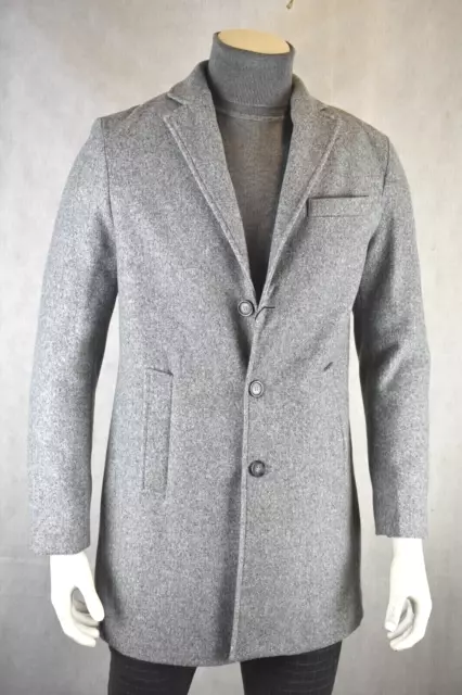 Cappotto Uomo Elegante Grigio Trench Lungo Soprabito Giaccone Invernale slim 48