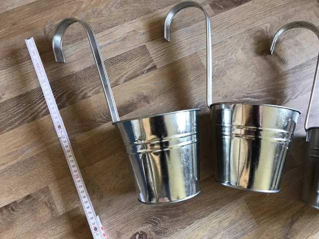 3 x Hängetopf Blumentopf Hängetöpfe Garten Balkon Blumen Topf Kräutertopf Zink 2