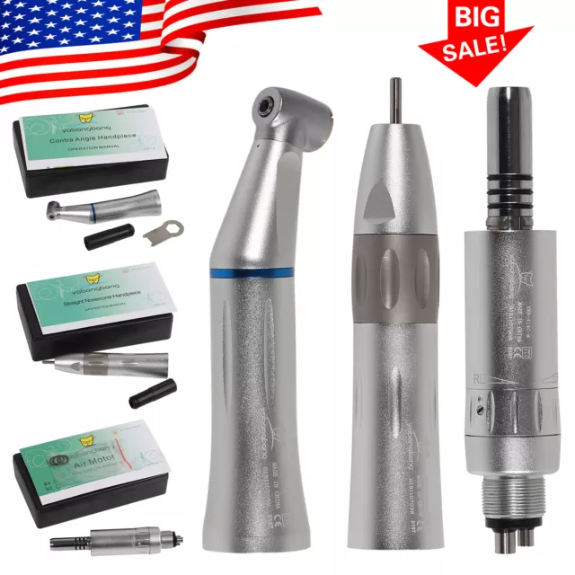 Dental Slow Low Speed Handpieces Kit Internal Water Spray Contra angle/Air Motor