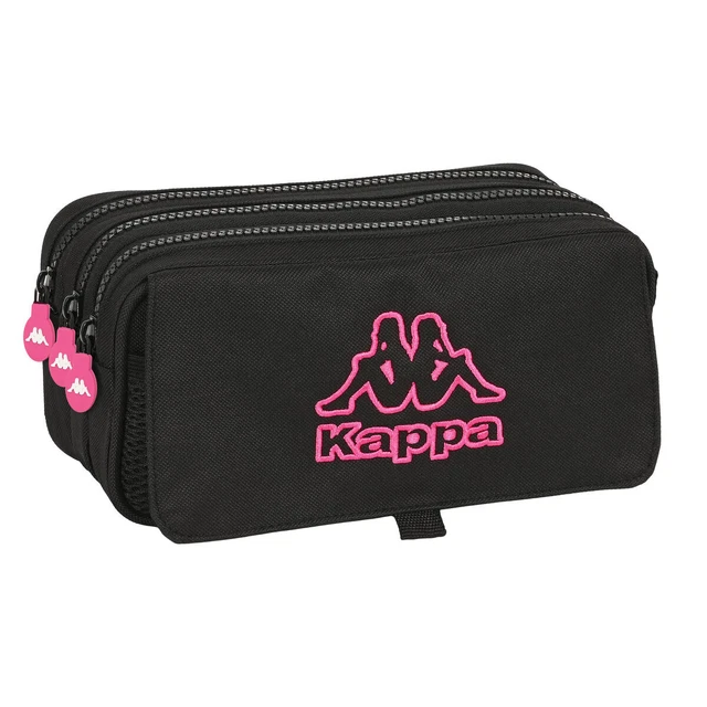 Dreifaches Mehrzweck-Etui Kappa Black and pink Schwarz [21,5 x 10 x 8 cm]