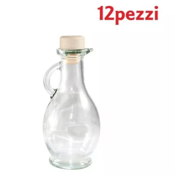 Set 12 Pezzi Bottiglie Bottigline Vetro Trasparente Egizia Con Tappo 500Cc