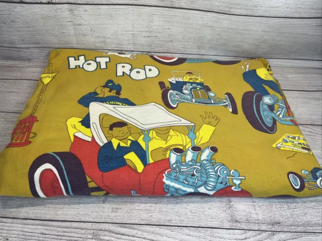 Vtg Sears 1960’s 70's Bed Sheet (No Fitted or Pillow Cases) Drag Racing Hot Rod