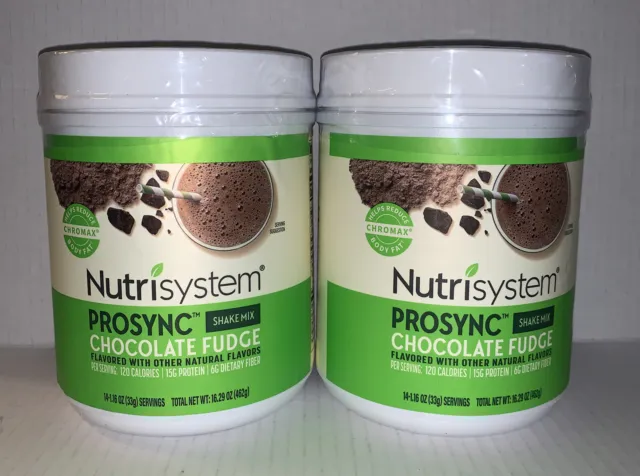 2x - Mezcla de batido Nutrisystem Prosync - Fudge de chocolate - 16,29 oz (x2) - marzo de 2024
